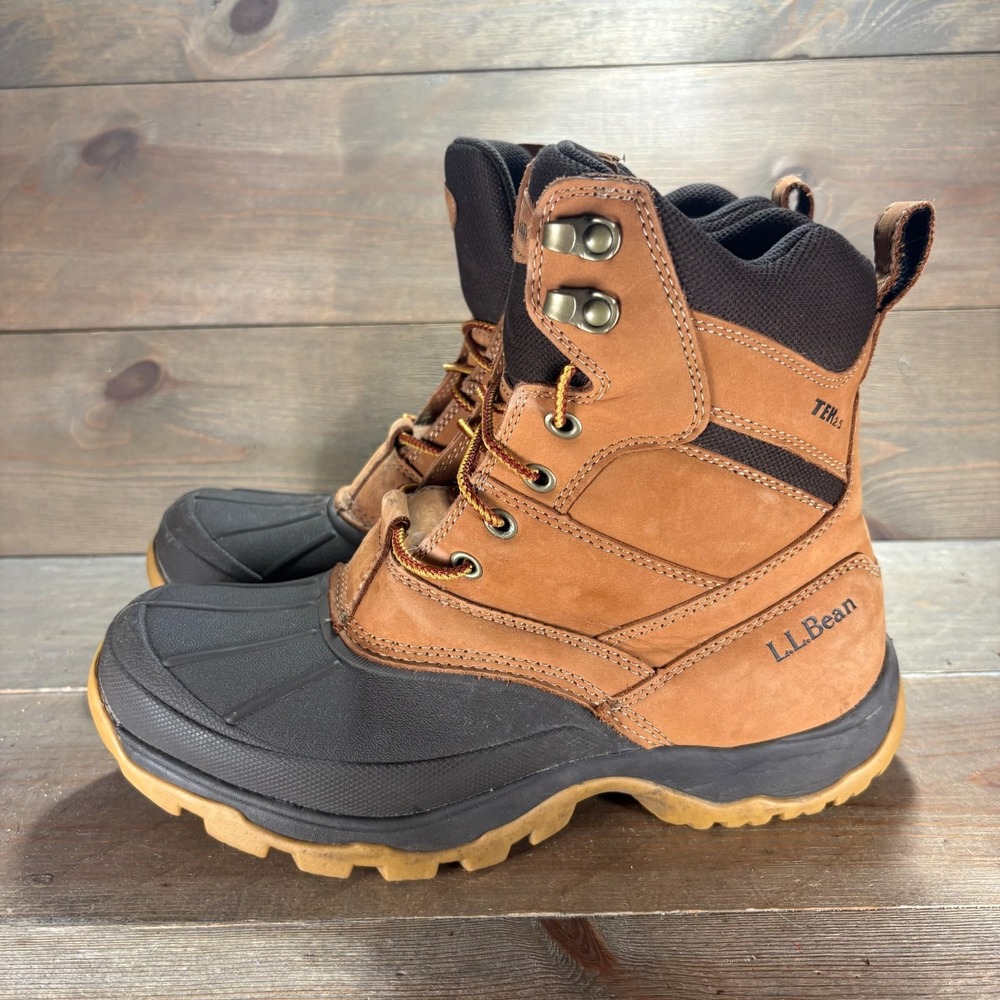 LL Bean Storm Chaser Mens size 8.5 shoes Brown Leather Waterproof snow Boots